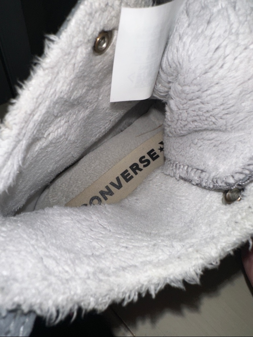 Converse leather Gray High-Top Sneakers with Faux Fur Lining - Picture 9 of 9